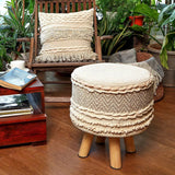 REDEARTH Foot Stool -Handmade Wooden 4 Legs Tufted Seat Footrest for Living Room, Bedroom, Nursery, kidsroom, Patio, Gym; 100% Cotton (16x14x14; Taupe)