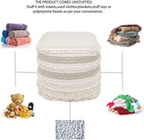 UNSTUFFED Pouf Ottoman Cover -REDEARTH Textured Storage Cube Bean Bag Poof Pouffe Accent Chair Seat Footrest for living room, bedroom, nursery, kidsroom, patio, gym; 100% Cotton (20x20x20; Natural)
