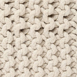 REDEARTH Cube Low Pouf Foot Stool Ottoman -Hand Knitted Poof, Cord Boho Pouffe, Home Dcor Accent Chair, Stuffed Footrest for Living Room, Bedroom, Nursery, Covered Patio 16x16x8; Ivory