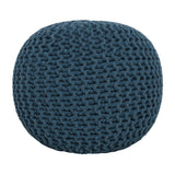 REDEARTH Round Pouf Bean Bag Ottoman -Foot Stool Hand Knitted, Home Decor Pouffe Ready to Use, Cable Boho Poof Beanbag Chair Footrest for Living Room, Bedroom, Nursery, Patio (19”x19”x14”; Teal)