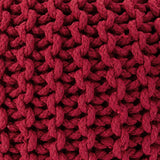 REDEARTH Round Pouf Ottoman -Hand Knitted Cable Boho Poof, Foot Stool Bean Bag, Home Décor Filled Accent Chair Ready to use Footrest for Living Room, Bedroom, Nursery, 100% Cotton (19"x19" x14", Red)