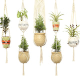 REDEARTH Macrame Woven Plant Hanger -Boho Chic Plant Hanging Planter Holder Stand for Flower Pots Vases Indoor Outdoor Art Décor;100% Cotton (4 Legs, Natural) Set of 5