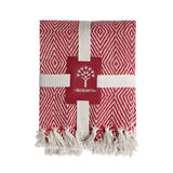 REDEARTH Classic Herringbone Throw Blanket -medium weight soft lap blanket for sofa bed couch chairs loveseats car, living, indoor/ outdoor use 100% Cotton (50x60"; Red)