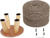 REDEARTH Foot Stool -Handmade Wooden 4 Legs Tufted Seat Footrest for Living Room, Bedroom, Nursery, kidsroom, Patio, Gym; 50% Jute 50% Cotton (16x14x14; Black Natural)