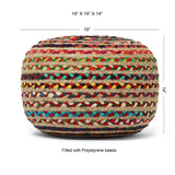 REDEARTH Cylindrical Pouf Ottoman -Braided Pouffe Accent Chair Round Seat Footrest for Living Room, Bedroom, Nursery, kidsroom, Patio, Gym; 100% Jute (19"X19"X14"; Multi)