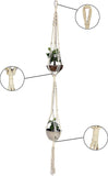 REDEARTH Macrame Woven Plant Hanger -Boho Chic Plant Hanging Planter Holder Stand for Flower Pots Vases Indoor Outdoor Art Décor;100% Cotton (4 Legs, Natural1) Set of 5