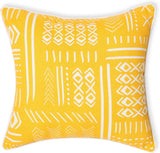 REDEARTH Printed Throw Pillow Cushion Covers-Woven Decorative Farmhouse Cases set for couch, sofa, bed, chair, dining, patio, outdoor, car; 100% Cotton (18x18"; Mustard1) Pack of 4