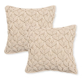 REDEARTH Designer Square Flock Printed Herringbone Throw Pillow Covers Set Cushion Cases Pillowcases 100% Wool (18 x 18 Inches / 45 x 45 cm; Natural); Pack of 2
