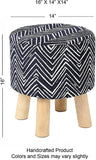REDEARTH Foot Stool -Handmade Jacquard Wooden 4 Legs Footrest for Living Room, Bedroom, Nursery, kidsroom, Patio, Gym (16"x14"x14"; Indigo)