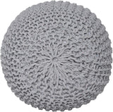 REDEARTH Round Boho Pouf Ottoman -Cable Knitted Cord Boho Pouffe, Stuffed Poof Accent Beanbag Chair Footrest for Living Room, Bedroom, Nursery, Covered Patio, Study Nook (19"x19" x14",Gray)