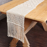 REDEARTH Macrame Table Runner-Hand Woven Exquisite Artisan Made Boho Decorative Table runners for Dining Table, Coffee Table, Console, Dresser; 100% Cotton (14x86"; Natural)