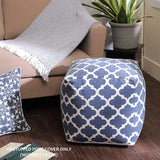 UNSTUFFED Pouf Ottoman Cover - REDEARTH Printed Storage Boho Poof Decor Accent Chair Cube Seat Footrest For Living Room,Bedroom,Nursery, Farmhouse, Kidsroom, Patio;100% Cotton (20X20X20; Navy)