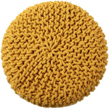REDEARTH Cylindrical Hand Knitted Pouf - Foot Stool Ottoman - Cord Boho Pouffe - Cotton Round Poof Accent Chair For Home Decor, Kids, Living Room, Bedroom, Nursery, Patio, Lounge(16”x16”x16”; Mustard)