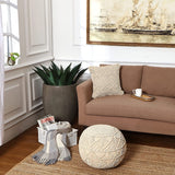 REDEARTH Round Pouf Ottoman -Macrame Hand Knitted Poof Pouffe Ottoman Cover Accent Chair Seat Footrest for Living Room, Bedroom, Nursery, kidsroom, Patio, Gym; 100% Cotton (19x19x14; Natural)