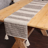 REDEARTH Table Runner-Hand Woven Exquisite Artisan Made Boho Decorative Placemats for Dining Table, Coffee Table, Console, Dresser; 100% Cotton (14x72; Taupe)