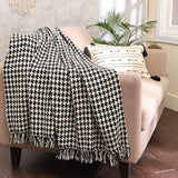 REDEARTH Classic Throw Blanket -Medium weight soft lap bed throw for sofa bed couch chairs loveseats car, living, indoor/ outdoor use 100% Cotton (50x60"; Houndstooth Sand Black)