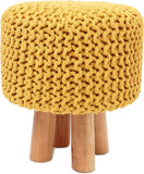 REDEARTH Foot Stool - Handmade Jacquard Wooden 4 Legs Footrest for Living Room, Bedroom, Nursery, kidsroom, Patio, Gym (16"x14"x14"; Mustard) Set of 1