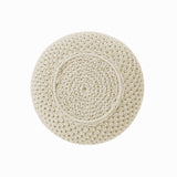 REDEARTH Round Pouf Ottoman -Macrame Hand Knitted Poof Pouffe Ottoman Cover Accent Chair Seat Footrest for Living Room, Bedroom, Nursery, kidsroom, Patio, Gym; 100% Cotton (19x19x14; Natural)