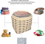 UNSTUFFED Pouf Ottoman Cover - REDEARTH Textured Storage Cube Boho Bean Bag Chair Seat Footrest Stool For Living Room, Bedroom,Nursery, Farmhouse, Kidsroom, Patio, Gym; 100% Cotton (20X20X20; Natural)