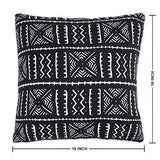 REDEARTH Printed Throw Pillow Cushion Covers-Woven Decorative Farmhouse Cases Set for Couch, Sofa, Bed, Chair, Dining, Patio, Outdoor, car; 100% Cotton (18x18; Black) Pack of 2