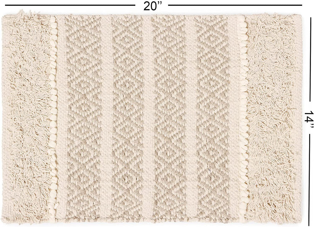 REDEARTH Placemats-Hand Woven Exquisite Artisan Made Table Linen for Dining Table, Coffee Table, Console, Dresser; 100% Cotton (14x20"; Natural) Set of 6
