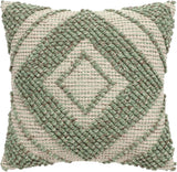 REDEARTH Textured Throw Pillow Cushion Covers-Woven Tufted Decorative Farmhouse Cases Set for Couch, Sofa, Bed, Chair, Dining, Patio, Outdoor; 100% Cotton (18"x18", Solitaire Lozenge) Pack of 2