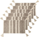 Redearth Boho Table Runner Placemats (Placemats Set of 6, Linear Obsession Taupe)