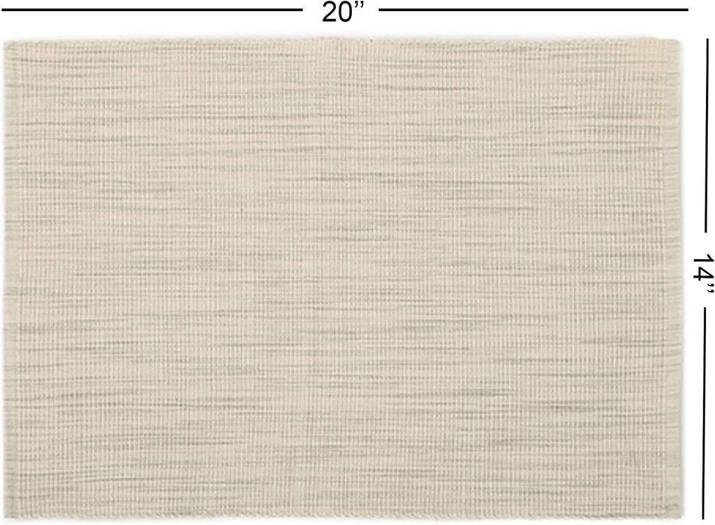REDEARTH Placemats-Ribbed with tie n dye effect Woven Table Linen for Square, Round, Rectangle Dining Table, Coffee Table, Console, Dresser; 100% Cotton (14x20"; Ecru) Set of 6