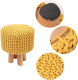 REDEARTH Foot Stool - Handmade Jacquard Wooden 4 Legs Footrest for Living Room, Bedroom, Nursery, kidsroom, Patio, Gym (16"x14"x14"; Mustard) Set of 1