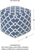 UNSTUFFED Pouf Ottoman Cover - REDEARTH Printed Storage Boho Poof Decor Accent Chair Cube Seat Footrest For Living Room,Bedroom,Nursery, Farmhouse, Kidsroom, Patio;100% Cotton (20X20X20; Navy)