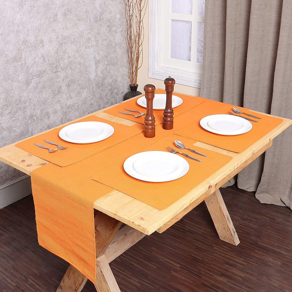 REDEARTH Thanksgiving Table Runner Solid Ribbed Fall Christmas Decor W