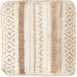 UNSTUFFED Pouf Ottoman Cover Textured Storage Cube Bean Bag Poof Pouffe Accent Chair Seat Footrest for Living Room, Bedroom, Patio, Gym; 100% Cotton (20"X20"X8", Geometric Craft Taupe)