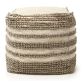 UNSTUFFED Pouf Ottoman Cover -REDEARTH Boho Textured Storage Square Poof, Pouffe Extra Seat Space Saver for Living Room, Bedroom, Nursery, Kidsroom, Patio; 100% Cotton (20x20x20; Taupe)