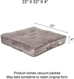 REDEARTH Velvet Floor Pillows-Premium Rayon Cotton Velvet washable plush extra soft square seat cushion with handle for dining, patio, office, hardwood floor (22"x22"x4"; Light Gray) Single Pack