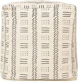 UNSTUFFED Pouf Ottoman Cover - REDEARTH Printed Storage Boho Decor Chair Cube Seat Footrest For Living Room,Bedroom,Nursery, Farmhouse, Kidsroom, Patio;100% Cotton (20X20X20; Pouf Tribal Art Cream)