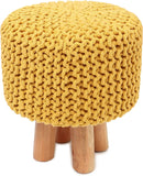 REDEARTH Foot Stool - Handmade Jacquard Wooden 4 Legs Footrest for Living Room, Bedroom, Nursery, kidsroom, Patio, Gym (16"x14"x14"; Mustard) Set of 1
