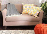 REDEARTH Printed Throw Pillow Cushion Covers-Woven Decorative Farmhouse Cases set for couch, sofa, bed, chair, dining, patio, outdoor, car; 100% Cotton (18x18"; Mustard1) Pack of 2
