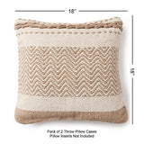 REDEARTH Textured Throw Pillow Cushion Covers-Hand Woven Tufted Decorative Farmhouse Cases set for couch, sofa, bed, chair, dining, patio, outdoor; 100% Cotton (18x18"; Natural) Pack of 2
