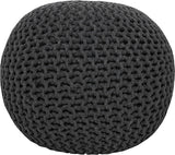 REDEARTH Round Pouf Foot Stool Ottoman -Cotton Hand Knitted Dori Pouffe, Cord Boho Home Décor, Stuffed Cable Poof Accent Chair for Living Room, Bedroom, Nursery, Kidsroom (19”x19”x14”; Dark Gray)