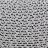 REDEARTH Round Boho Pouf Ottoman -Cable Knitted Cord Boho Pouffe, Stuffed Poof Accent Beanbag Chair Footrest for Living Room, Bedroom, Nursery, Covered Patio, Study Nook (19"x19" x14",Gray)