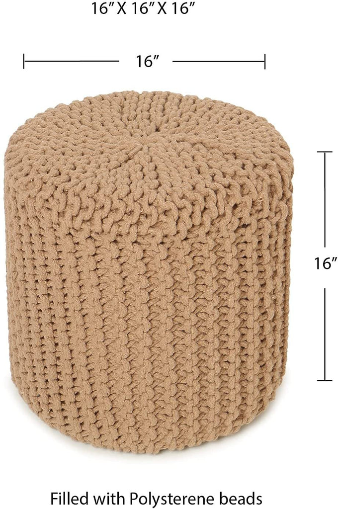 Cylindrical Puff · REDEARTH · Pouf Ottoman - Cylindrical Knitted Poof - Cord Boho Pouff