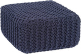 REDEARTH Round Pouf Ottoman -Hand Knitted Cable Boho Poof Home Décor Pouffe Accent Chair Circular Seat Footrest for Living Room, Bedroom, Nursery, Kidsroom, Lounge; 100% Cotton (19x19x14; Beige)