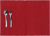 REDEARTH Placemats-Ribbed Placemats Woven Table Linen for Square, Round, Rectangle Dining Table, Coffee Table, Console, Dresser; 100% Cotton (14x20; Deep Red) Set of 6