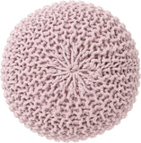REDEARTH Round Pouf Ottoman -Hand Knitted Cable Boho Poof Home Décor Pouffe Accent Chair Circular Seat Footrest for Living Room, Bedroom, Nursery, Kidsroom, Lounge; 100% Cotton (19.5"x19.5"x14"; Pale Pink)