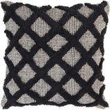 REDEARTH Textured Throw Pillow cases-Woven Tufted Decorative Farmhouse Cushion Covers set for couch, sofa, bed, chair, dining, patio, outdoor; 100% Cotton (18x18"; Black) Pack of 2