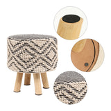 REDEARTH Foot Stool -Handmade Wooden 4 Legs Tufted Seat Footrest for Living Room, Bedroom, Nursery, kidsroom, Patio, Gym; 100% Cotton (16x14x14; Black)