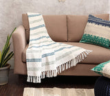 REDEARTH Classic Throw Blanket -Jacquard medium weight soft lap blanket for sofa bed couch chairs loveseats car, living, indoor/ outdoor use 100% Cotton (50x60
