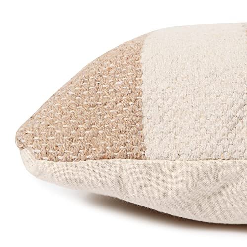 REDEARTH Textured Throw Pillow Cushion Covers-Hand Woven Tufted Decorative Farmhouse Cases set for couch, sofa, bed, chair, dining, patio, outdoor; 100% Cotton (18x18"; Natural) Pack of 2