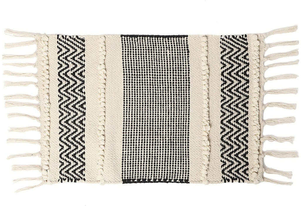 REDEARTH Placemats-Hand Woven Exquisite Artisan Made Placemet Set for Dining Table, Coffee Table, Console, Dresser; 100% Cotton (14x20; Chevron Black) Set of 6