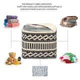 UNSTUFFED Pouf Ottoman Cover - REDEARTH Textured Storage Cube Bean Bag Poof Pouffe Accent Chair Seat Footrest For Living Room, Bedroom, Nursery, Kidsroom;100% Cotton(20"X20"X20", Char Delineate Black)